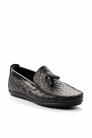 Siyah Hakiki Deri Erkek Loafer Ayakkabı E01323120003