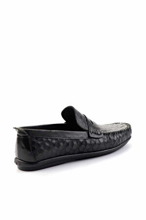 Siyah Hakiki Deri Erkek Loafer Ayakkabı E01323121003