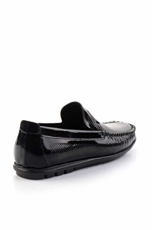 Siyah Rugan Hakiki Deri Erkek Loafer Ayakkabı E01323122008