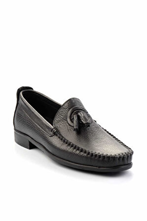 Siyah Hakiki Deri Erkek Loafer Ayakkabı E01323124040