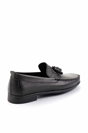 Siyah Hakiki Deri Erkek Loafer Ayakkabı E01323124040