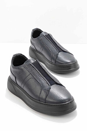 Lacivert Hakiki Deri Erkek Sneaker E01323018040