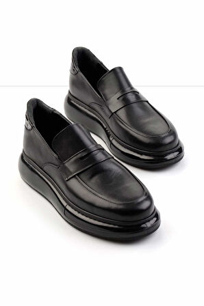 Siyah Leather Erkek Loafer Ayakkabı E01323067043