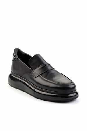 Siyah Leather Erkek Loafer Ayakkabı E01323067043