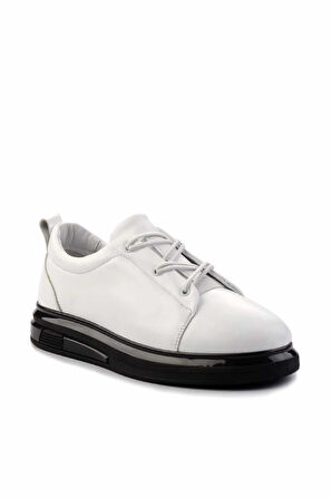 Beyaz Hakiki Deri Erkek Sneaker E01347042703
