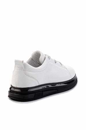 Beyaz Hakiki Deri Erkek Sneaker E01347042703