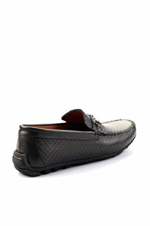 Siyah Yılan Hakiki Deri Erkek Loafer Ayakkabı E01378000407