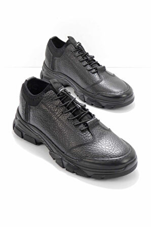 Siyah Leather Erkek Casual Ayakkabı E01380905340