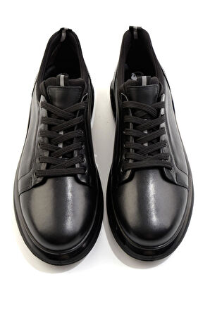 Siyah Hakiki Deri Erkek Casual Ayakkabı E01398400303