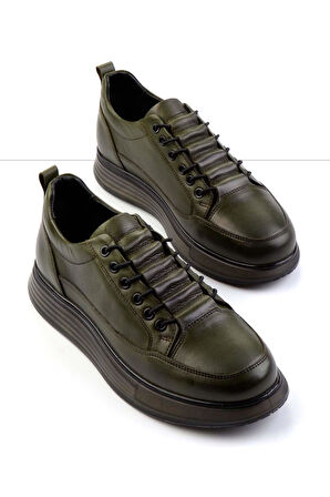 Haki Hakiki Deri Erkek Sneaker E01398085503