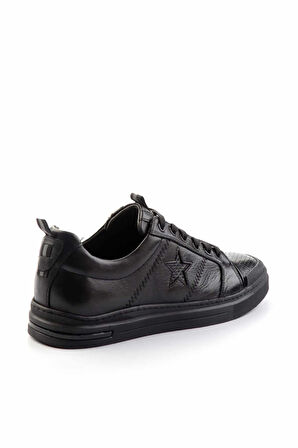 Siyah Hakiki Deri Erkek Sneaker E01398202703