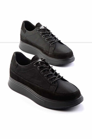 Siyah Siyah Hakiki Deri Erkek Sneaker E01398202602