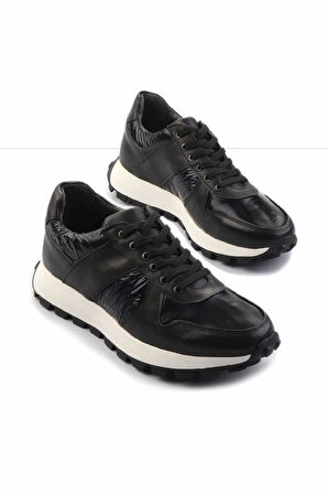 Siyah Siyah Hakiki Deri Erkek Sneaker E01401086603