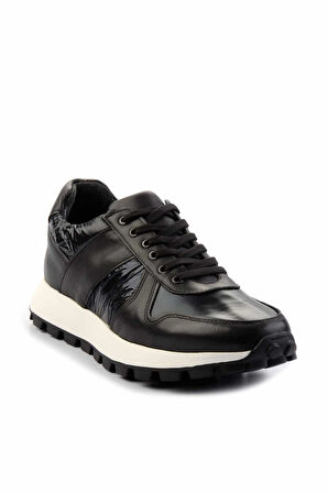 Siyah Siyah Hakiki Deri Erkek Sneaker E01401086603