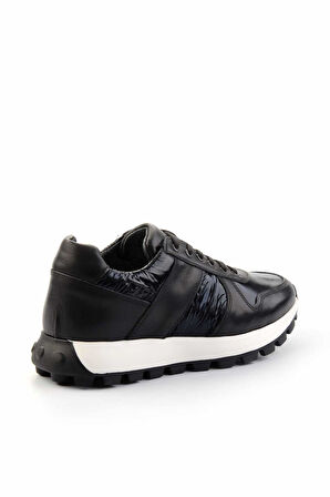 Siyah Siyah Hakiki Deri Erkek Sneaker E01401086603