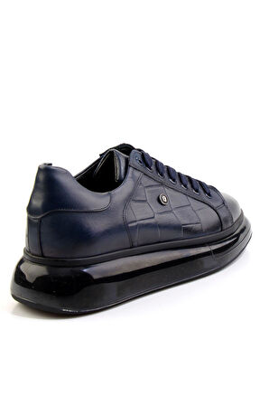 Lacivert Hakiki Deri Erkek Sneaker E01401099841