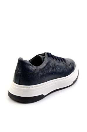 Lacivert Hakiki Deri Erkek Sneaker E01401097940