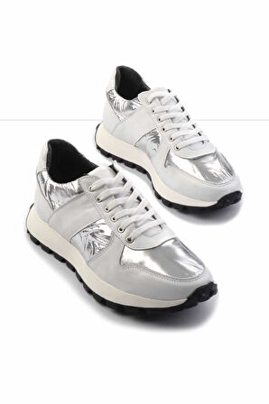 Beyaz Beyaz Paraşüt Hakiki Deri Erkek Sneaker E01401086603