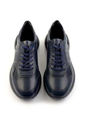 Lacivert Hakiki Deri Erkek Sneaker E01401083143
