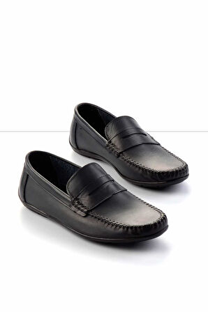 Lacivert Hakiki Deri Erkek Loafer Ayakkabı E01439100203