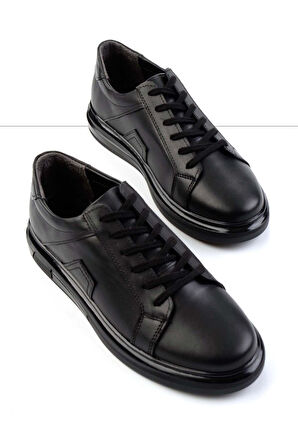 Siyah Leather Erkek Casual Ayakkabı E01439700241