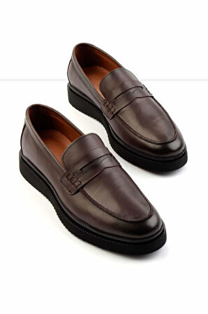 Kahve Hakiki Deri Erkek Loafer Ayakkabı E01440102303