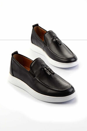 Siyah Hakiki Deri Erkek Casual Ayakkabı E01440101303