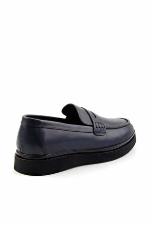 Lacivert Hakiki Deri Erkek Loafer Ayakkabı E01440102303
