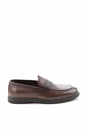 Kahve Hakiki Deri Erkek Loafer Ayakkabı E01549718103