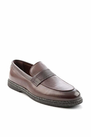 Kahve Hakiki Deri Erkek Loafer Ayakkabı E01549718103