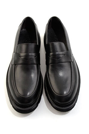 Siyah Hakiki Deri Erkek Loafer Ayakkabı E01547051041