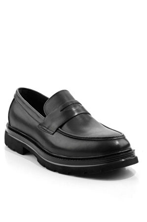 Siyah Hakiki Deri Erkek Loafer Ayakkabı E01547051041