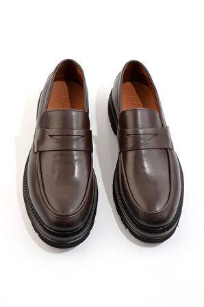 Kahve Hakiki Deri Erkek Loafer Ayakkabı E01547051041