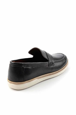Siyah Hakiki Deri Erkek Loafer Ayakkabı E01556090003