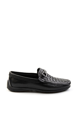 Siyah Leather Erkek Loafer Ayakkabı E01557255316