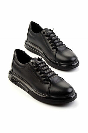 Siyah Leather Erkek Casual Ayakkabı E01556115543