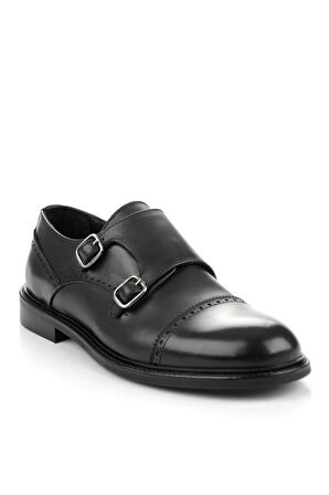Siyah Hakiki Deri Erkek Klasik Ayakkabı E01580785403