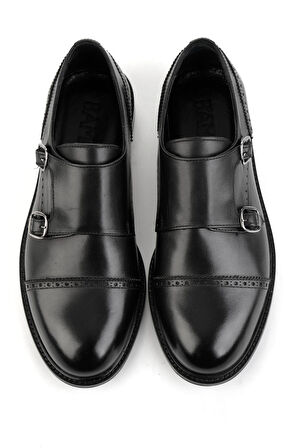 Siyah Hakiki Deri Erkek Klasik Ayakkabı E01580785403