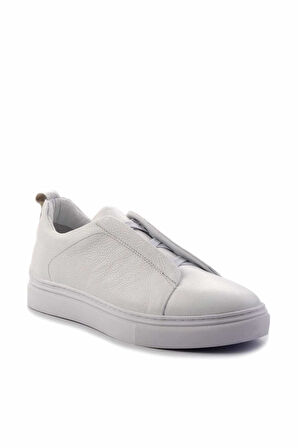 Beyaz Hakiki Deri Erkek Sneaker E01585712803