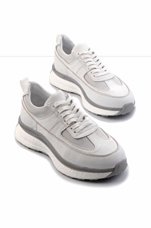 Beyaz Hakiki Deri Erkek Sneaker E01585734703