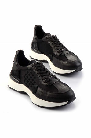Siyah Hakiki Deri Erkek Sneaker E01585720403