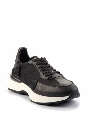 Siyah Hakiki Deri Erkek Sneaker E01585720403