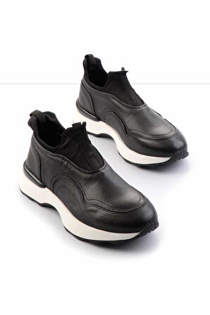Siyah Hakiki Deri Erkek Sneaker E01585729203