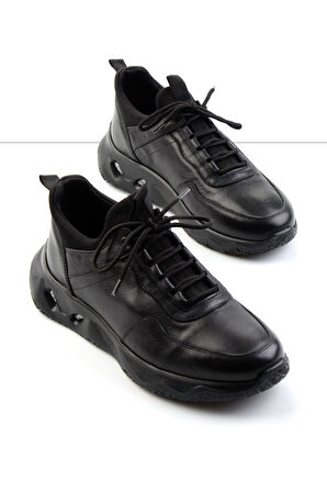 Siyah Hakiki Deri Erkek Sneaker E01589463303