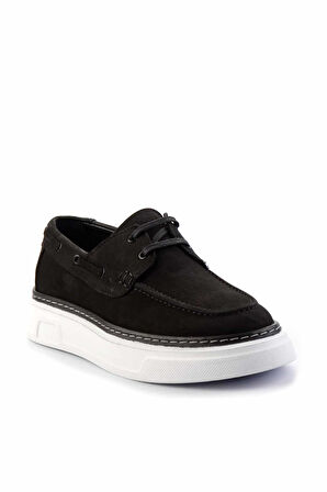 Siyah Nubuk Hakiki Deri Erkek Casual Ayakkabı E01585222201