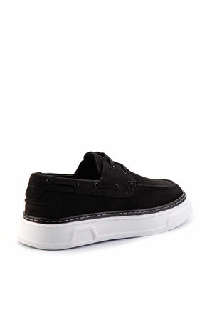 Siyah Nubuk Hakiki Deri Erkek Casual Ayakkabı E01585222201