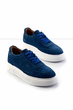 Mavi Süet Hakiki Deri Erkek Casual Ayakkabı E01585735302
