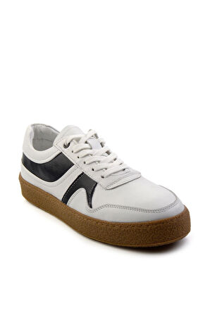 Beyaz Lacivert Leather Erkek Sneaker E01585002603