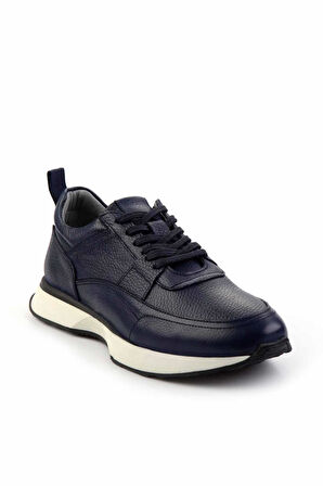 Lacivert Hakiki Deri Erkek Sneaker E01585748540