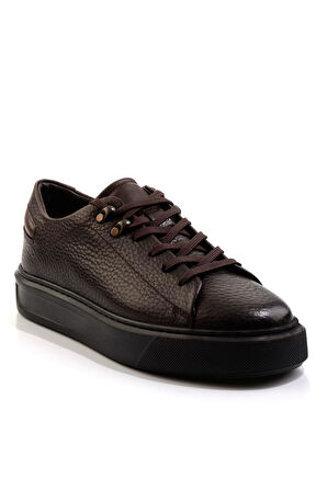 Kahve Hakiki Deri Erkek Sneaker E01593050503